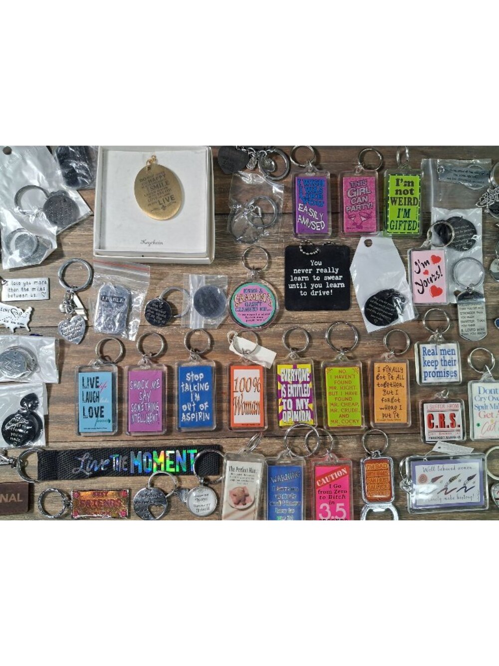 Random Sayings Keychain Lot Bag Charm Tag Vintage Mod Funny Loving Other